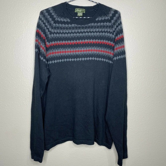 Eddie Bauer Sweaters Eddie Bauer Black Gray Red Cashmere Fair Isle